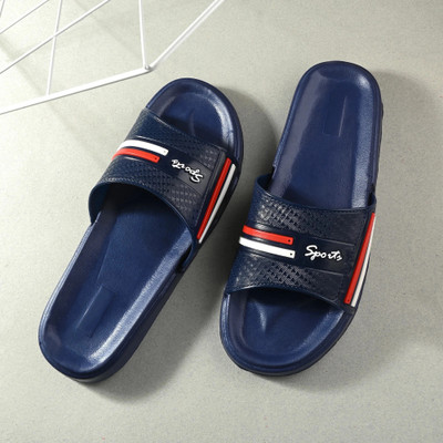 Shoe Island Men Slides(Blue , 8)