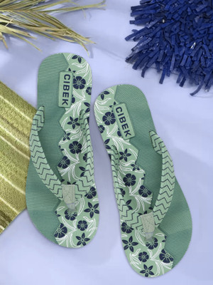 CIBEK Women Flip Flops(Green , 5)