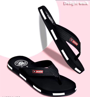 DELIGHT WALK Men Flip Flops(Black , 9)
