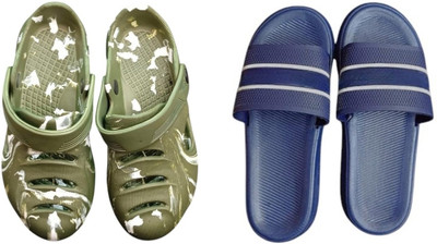 BLIBBERS Men Slides(Green, Blue , 9)