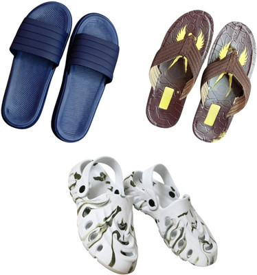 BLIBBERS Men Slippers(Blue, Brown, White , 9)