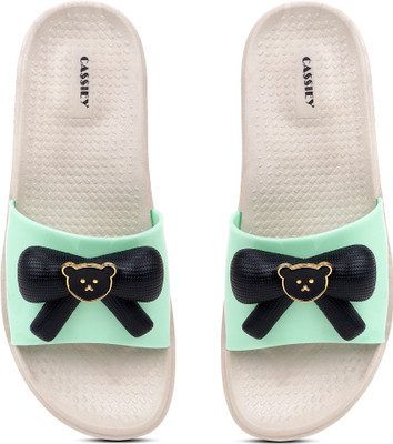 Cassiey Women Slides(Green, Beige , 6)