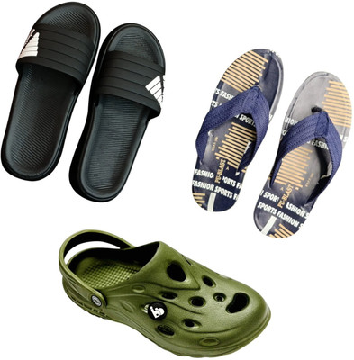 BLIBBERS Men Slippers(Black, Blue, Green , 9)