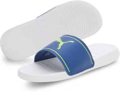 PUMA Men Marine 393452 Men Slides| Stylish | Comfy | Super soft | Ultra-Light | Slippers| Slides(Blue, White , 6)