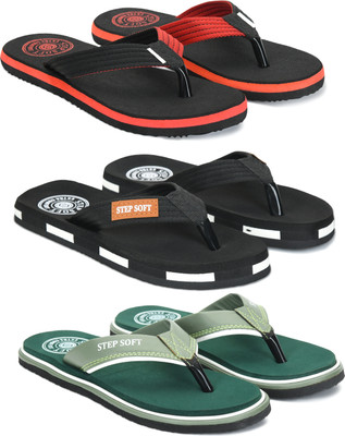 Stepsoft Men Slippers(Red, Black, Green , 6)