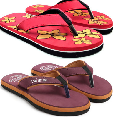 VAHMAH Women Slippers(Red, Maroon , 8)