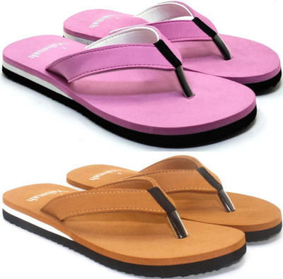 VAHMAH Women Slippers(Pink, Tan , 7)