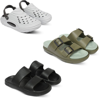 Acorn Men Slides(White, Olive, Black , 10)