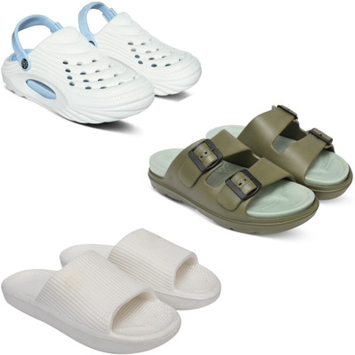 Acorn Men Slides(White, Olive, White , 7)