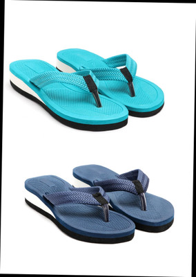 HOC Women Slippers(Blue, Navy , 4)