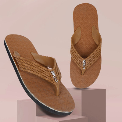 MIGOLITE Men MIGO Mens Stylish Anti Slip Flip Flops Soft, Durable & Lightweight Flip Flops(Tan , 9)