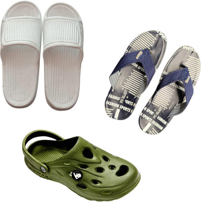 BLIBBERS Men Slippers(White, Blue, Green , 7)