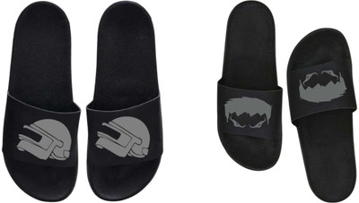 nvisan Men Slides(Grey, Black , 9)