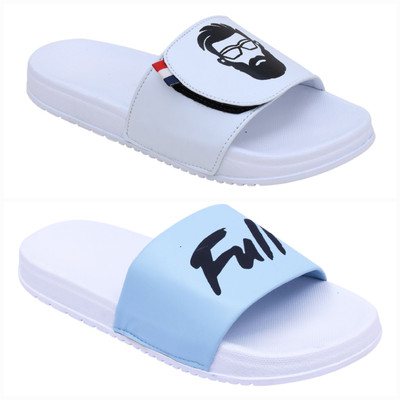 Foot Print Men Slides(Multicolor , 7)