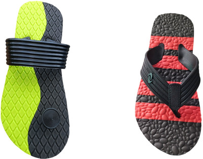 skyflip Men Slides(Red, Green , 6)