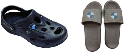 BLIBBERS Men Slides(Blue, Grey , 6)