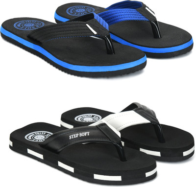 Stepsoft Men Slippers(Blue, Black , 7)