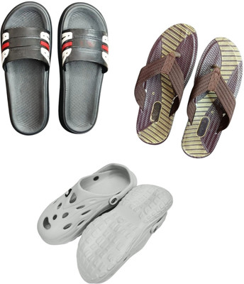 BLIBBERS Men Slippers(Black, Brown, Grey , 9)