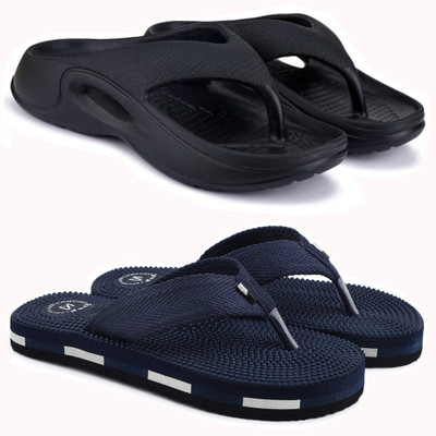 EVOK Men Slippers(Black, Blue , 10)