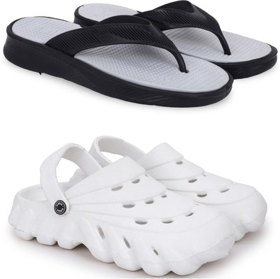 KAPYANSH Men Slippers(Grey, White , 9)