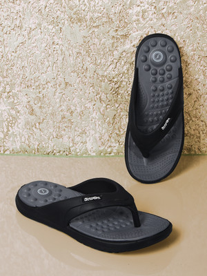 action Men Slippers(Black, Grey , 9)