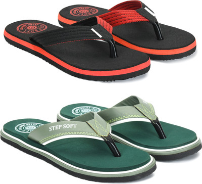 Stepsoft Men Slippers(Red, Green , 9)
