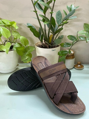 Pu-Pine Men Flip Flops(Brown , 9)