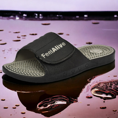 Feel alive Men Slides(Black , 7)