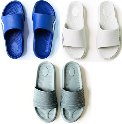 Plama Men Slides(Blue, Off White, Grey , 9)