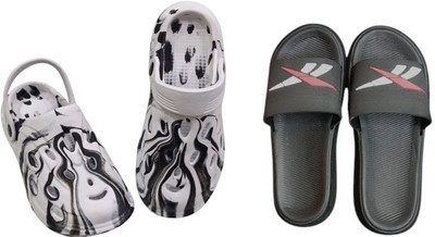 BLIBBERS Men Slides(Off White, Black , 6)