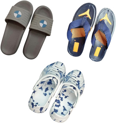 BLIBBERS Men Slippers(Grey, Blue, Multicolor , 8)