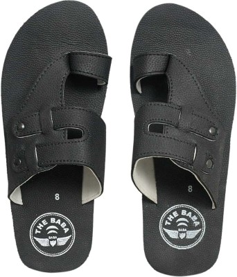 THE BABA Men Flip Flops(Black , 6)