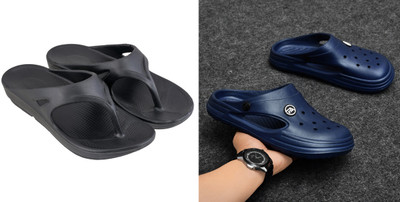 Radhira Men Slippers(Black, Blue , 7)