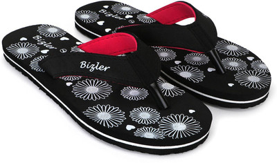 BIZLER Women EVA|Ultralightweight|Premium|Comfort|All Season Flip Flops(Black , 6)
