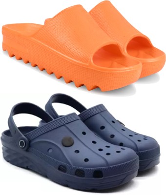World Wear Footwear Men Slippers(Blue, Orange 10)