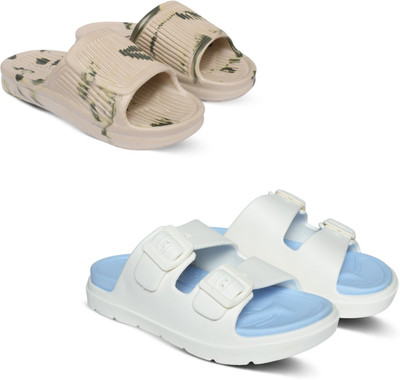 Acorn Men Slides(Beige, Blue , 8)