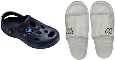 BLIBBERS Men Slides(Blue, Grey , 6)