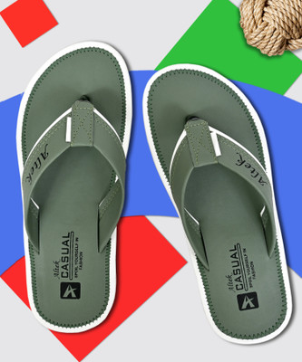 Altek Men Flip Flops(Green , 7)