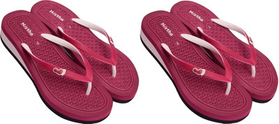 NISTHA Women Flip Flops(Maroon, Tan , 8)