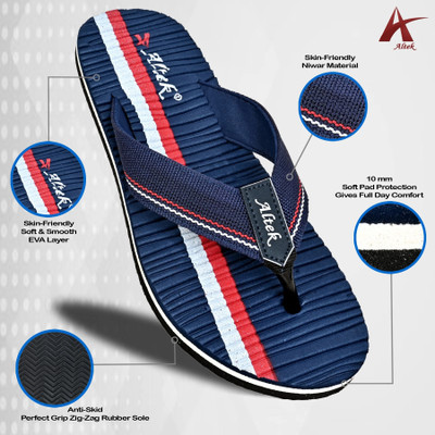 Altek Men Flip Flops(Navy , 10)