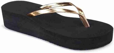 BOOMBEAUTY Women Slippers(Gold , 8)