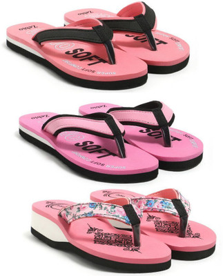 zebio Women Slippers(Pink, Black, Pink, Black, Pink , 7)