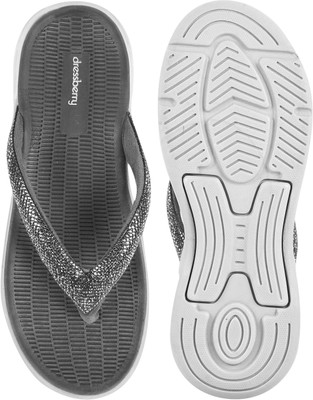 Dressberry Women Flip Flops(Black , 6)