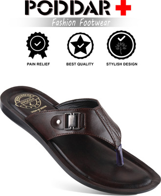 PODDAR Leather Finish 's Sandals � Elegant Cross-Strap Design Men Sandals(Brown , 10)