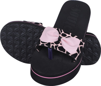SOUL CULTURE Women Flip Flops(Black , 6)