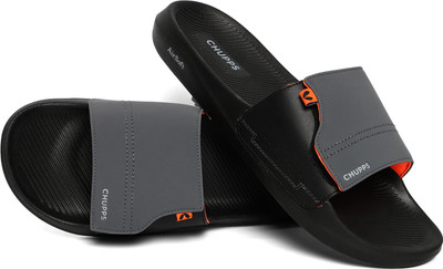 Chupps Men Vapor Grey & Black Slides Slippers Soft Lightweight Flip Flops For Slides(Grey , 8)