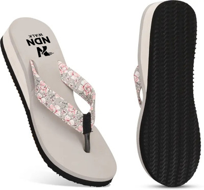 ndn walk Women Flip Flops(Grey , 6)