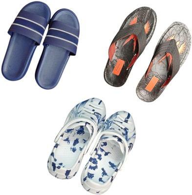 BLIBBERS Men Slippers(Blue, Black, Multicolor , 7)