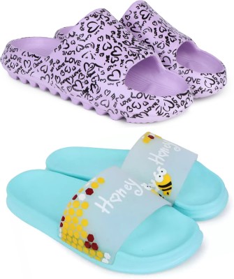 Pampy Angel Women Slides(Purple, Blue , 4)