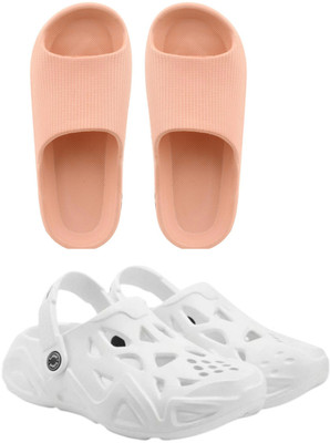 Veewalk Men Slides(Beige, White , 10)